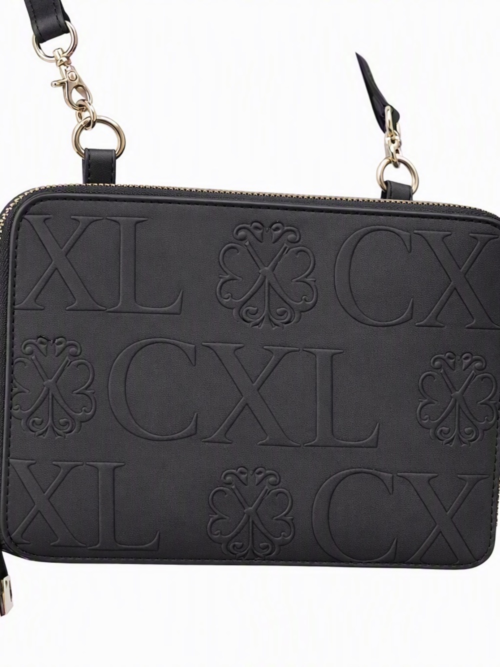 CHRISTIAN LACROIX BOXY CROSSBODY EMBOSSED W/ALLOVER LOGO PATTERN
